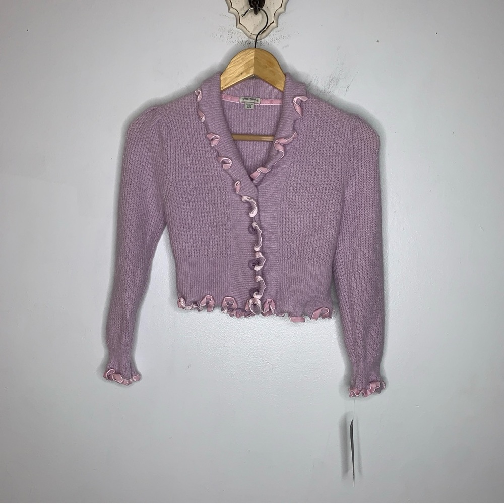 habitual kids 7/8 Lilac Purple Cardigan‎ Velvet Trim NWT CP0824